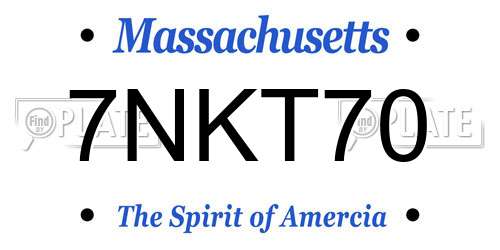 7NKT70 Massachusetts License Plate