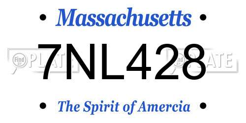 7NL428 Massachusetts License Plate