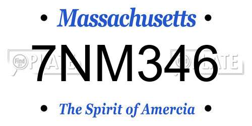 7NM346 Massachusetts License Plate
