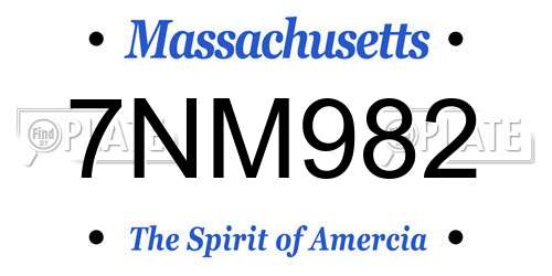 7NM982 Massachusetts License Plate