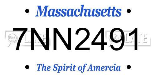 7NN2491 Massachusetts License Plate