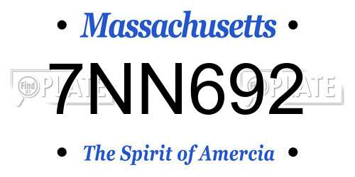 7NN692 Massachusetts License Plate