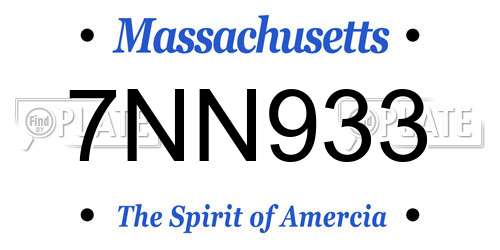 7NN933 Massachusetts License Plate