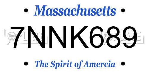 7NNK689 Massachusetts License Plate