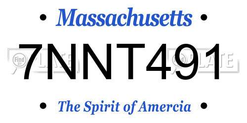7NNT491 Massachusetts License Plate