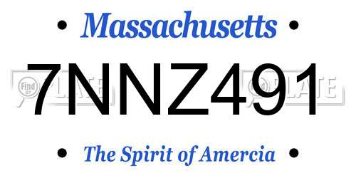 7NNZ491 Massachusetts License Plate