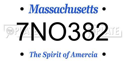 7NO382 Massachusetts License Plate