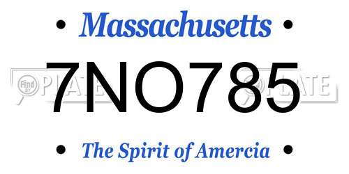 7NO785 Massachusetts License Plate