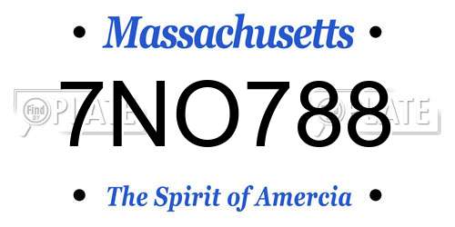 7NO788 Massachusetts License Plate