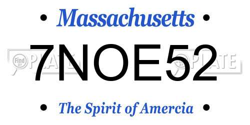 7NOE52 Massachusetts License Plate