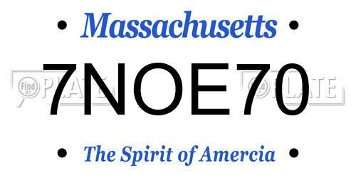 7NOE70 Massachusetts License Plate