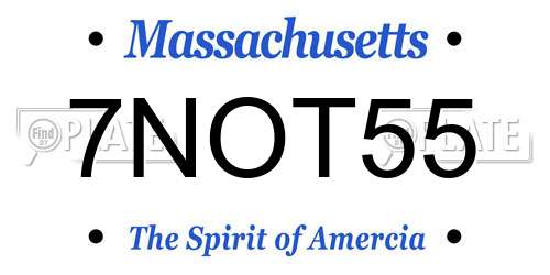 7NOT55 Massachusetts License Plate