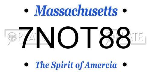 7NOT88 Massachusetts License Plate