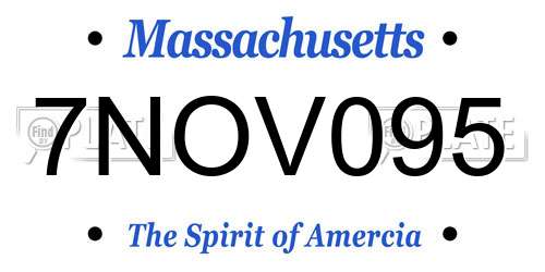 7NOV095 Massachusetts License Plate