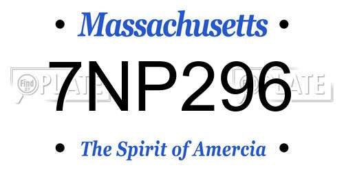 7NP296 Massachusetts License Plate
