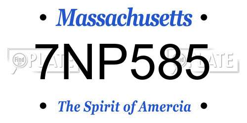 7NP585 Massachusetts License Plate