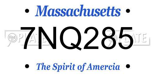 7NQ285 Massachusetts License Plate