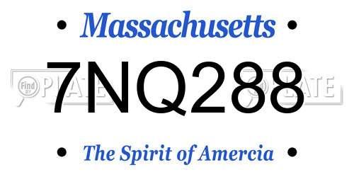 7NQ288 Massachusetts License Plate