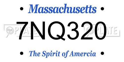 7NQ320 Massachusetts License Plate