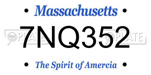7NQ352 Massachusetts License Plate