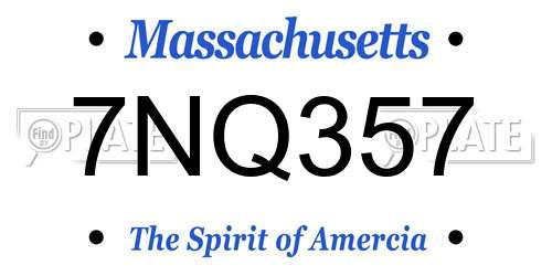 7NQ357 Massachusetts License Plate