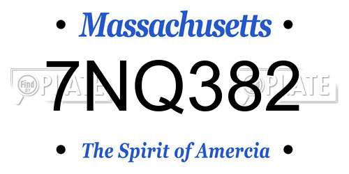 7NQ382 Massachusetts License Plate