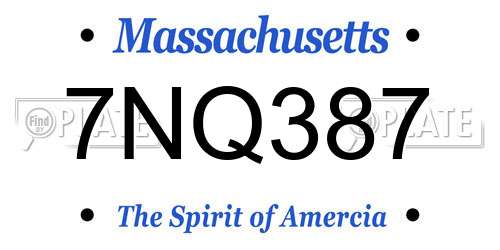 7NQ387 Massachusetts License Plate