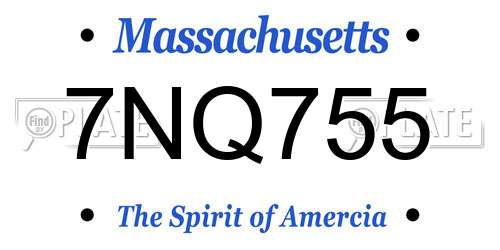 7NQ755 Massachusetts License Plate