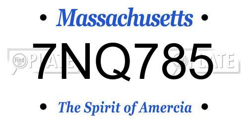 7NQ785 Massachusetts License Plate