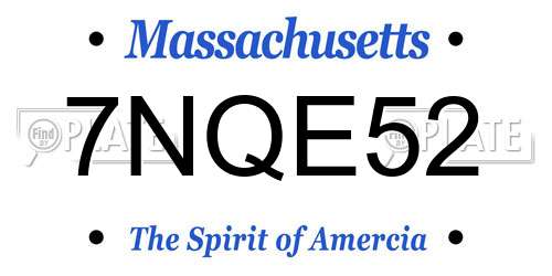 7NQE52 Massachusetts License Plate