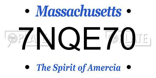 7NQE70 Massachusetts License Plate