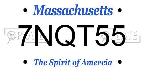 7NQT55 Massachusetts License Plate