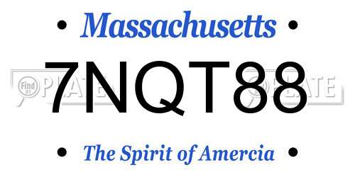 7NQT88 Massachusetts License Plate