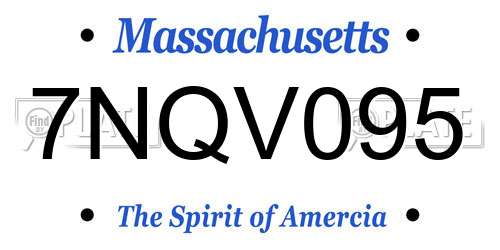 7NQV095 Massachusetts License Plate