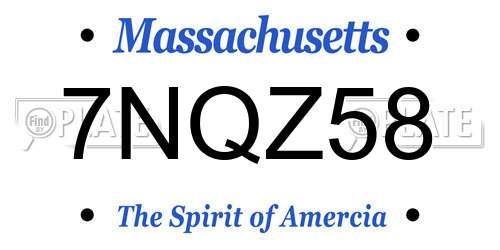7NQZ58 Massachusetts License Plate