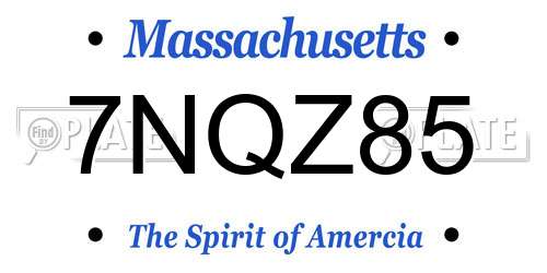 7NQZ85 Massachusetts License Plate