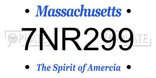 7NR299 Massachusetts License Plate