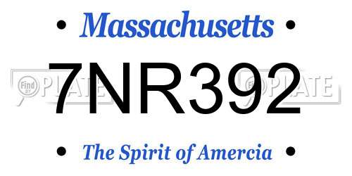 7NR392 Massachusetts License Plate
