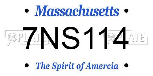 7NS114 Massachusetts License Plate