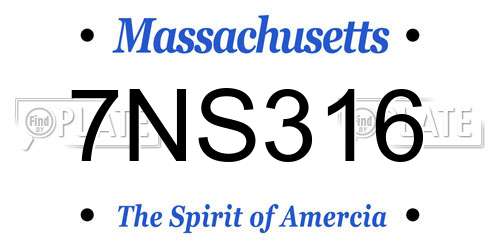 7NS316 Massachusetts License Plate