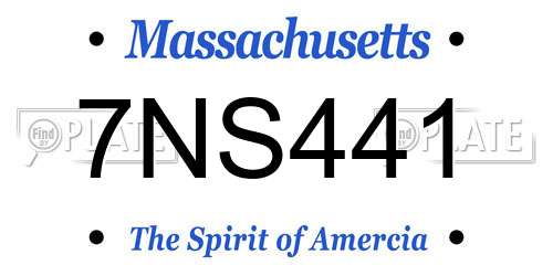 7NS441 Massachusetts License Plate