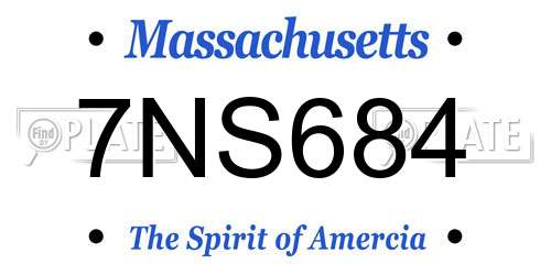7NS684 Massachusetts License Plate