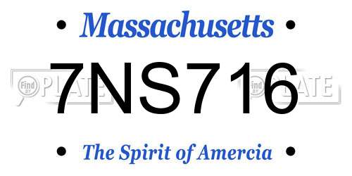 7NS716 Massachusetts License Plate