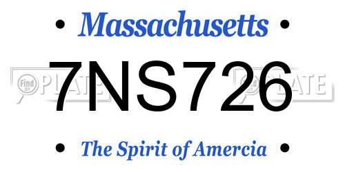 7NS726 Massachusetts License Plate