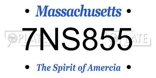7NS855 Massachusetts License Plate