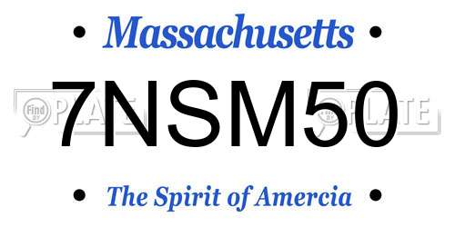 7NSM50 Massachusetts License Plate