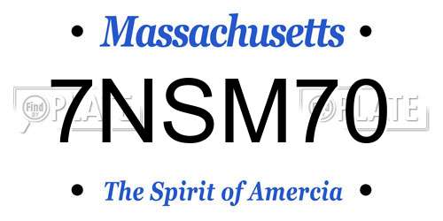 7NSM70 Massachusetts License Plate