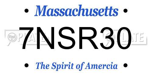 7NSR30 Massachusetts License Plate