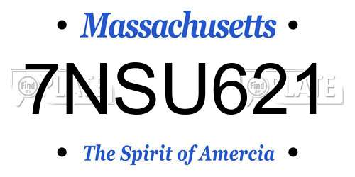 7NSU621 Massachusetts License Plate