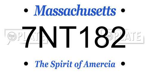 7NT182 Massachusetts License Plate